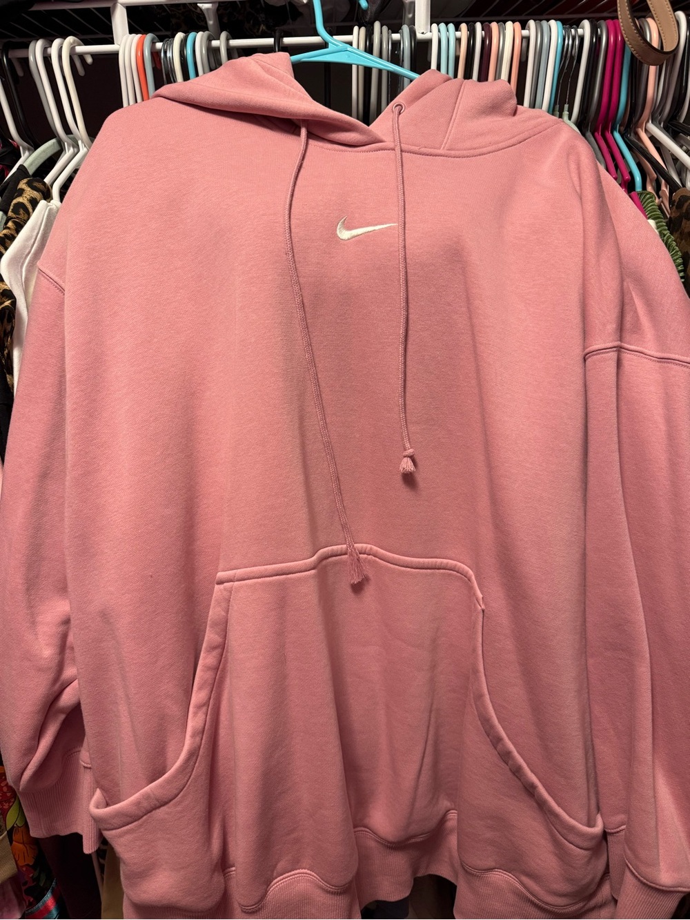 Nike Pink Oversized Hooded Fleece Sweatshirt